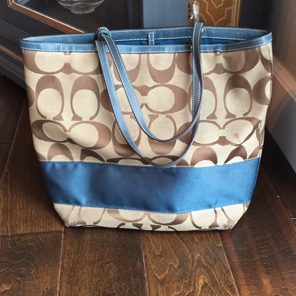 Reversable Coach bag teal and brown